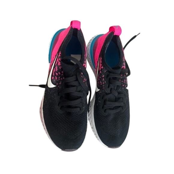 EUC Nike Epic Flyknit Youth sneakers black white rose explosion sz 6.5Y - Picture 3 of 7